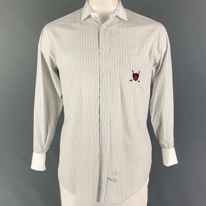 POLO by RALPH LAUREN Size M White Black Stripe Cotton Long Sleeve Shirt