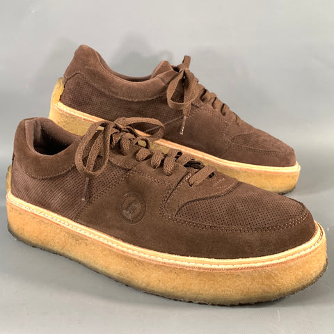 CLARKS Size 11 Brown Suede Lace Up Sneakers