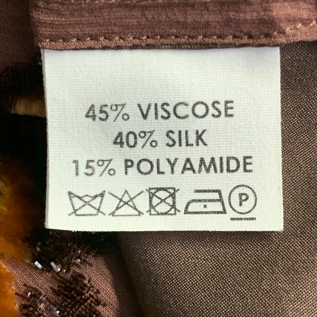 DRIES VAN NOTEN Size 36 Brown Tan Floral Viscose Silk Blend Velour Tank Top