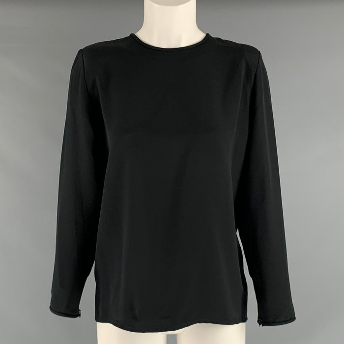 OSCAR DE LA RENTA Size 10 Black Long Sleeve Blouse
