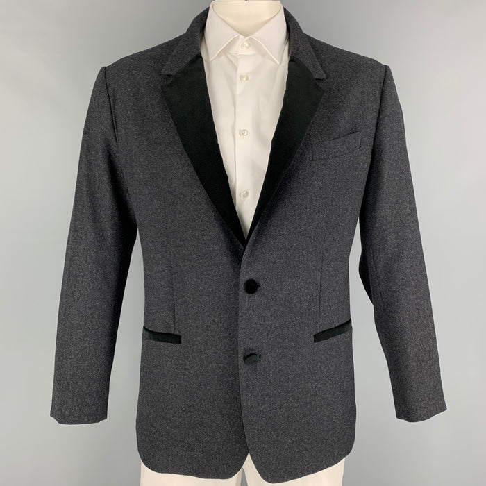 DOLCE & GABBANA Talla 44 Abrigo deportivo regular de lana negro carbón