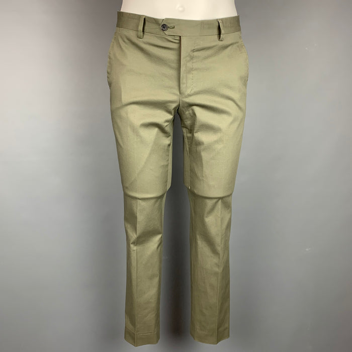 ROBERTO CAVALLI Size 30 Olive Cotton Narrow Leg Dress Pants