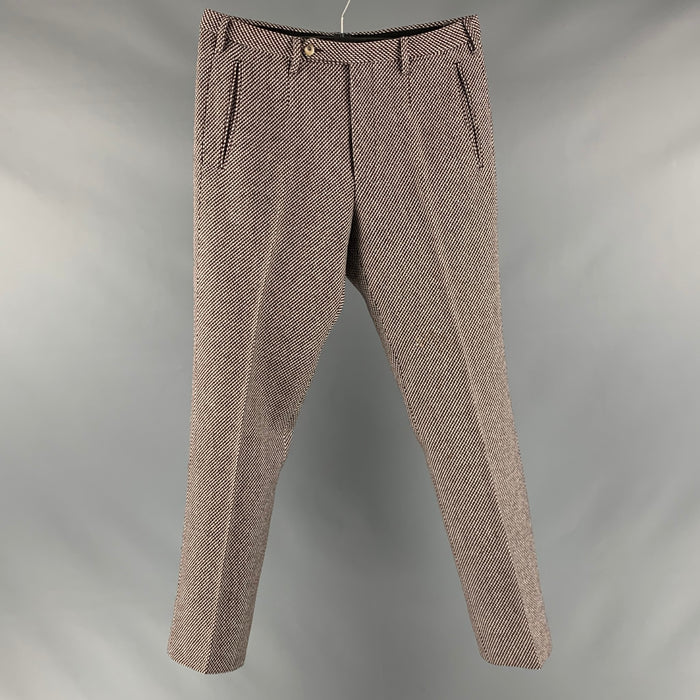 GUCCI Size 32 Brown Cream Dots Wool Polyamide Flat Front Dress Pants