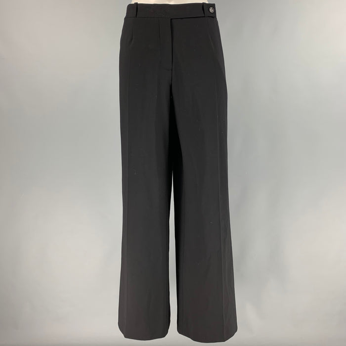 CELINE Pantalón de vestir con cremallera en mezcla de lana negra talla L