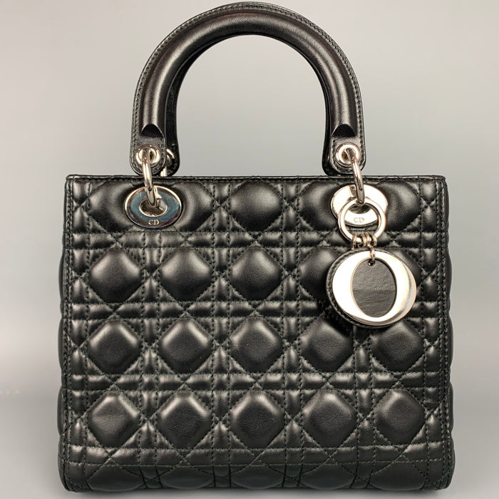 CHRISTIAN DIOR Lady Dior Black Quilted Lamb Leather Medium Handbag