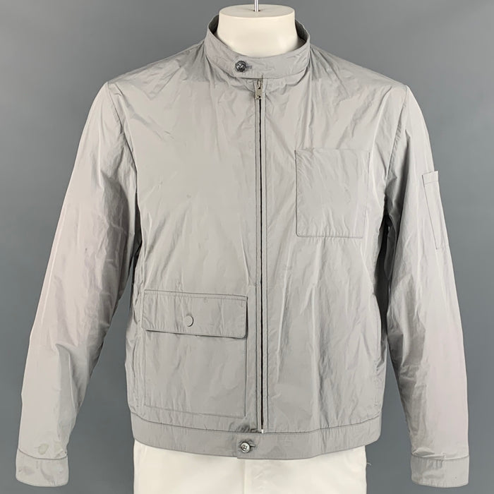 PRADA Size 44 Size 44 Grey Solid Polyester & Polyamide Windbreaker Jacket