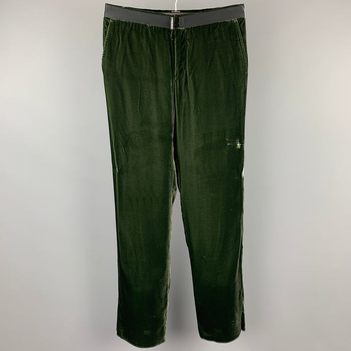 EMPORIO ARMANI Size 32 Dark Green Velvet Viscose Dress Pants