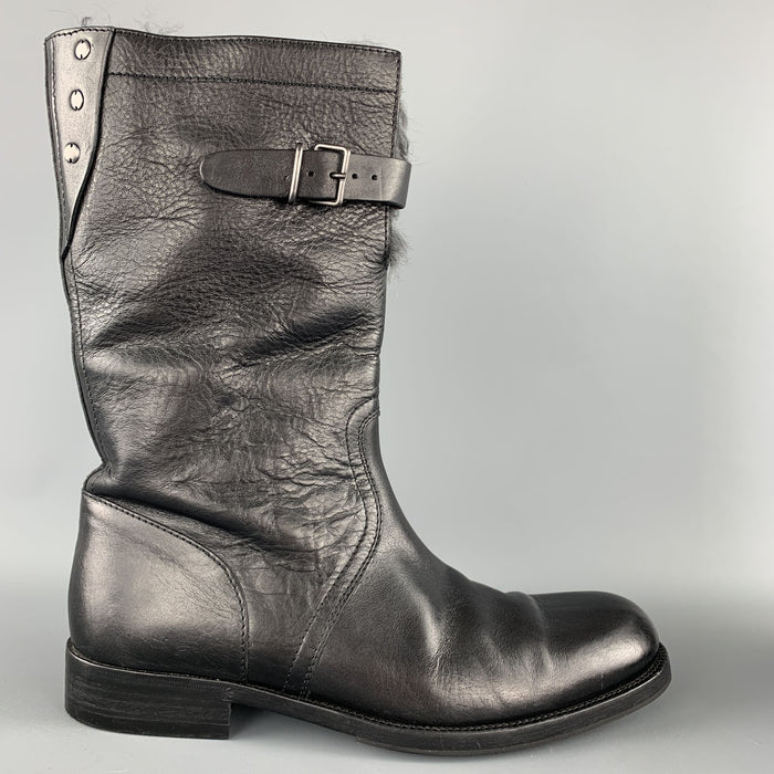 GUCCI by TOM FORD Men's Size US 8 / UK 7.5 D Black Leather Fur Lined Calf Boots