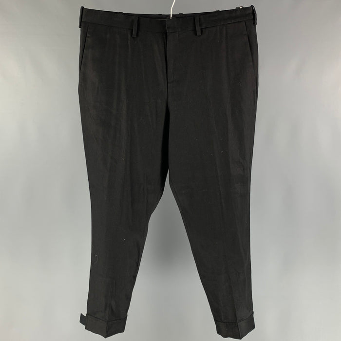 NEIL BARRETT Size 38 Black Cotton Blend Cuffed Dress Pants