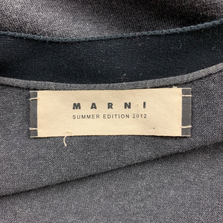 MARNI Size 6 Grey Jersey Two Tone Cotton Cardigan