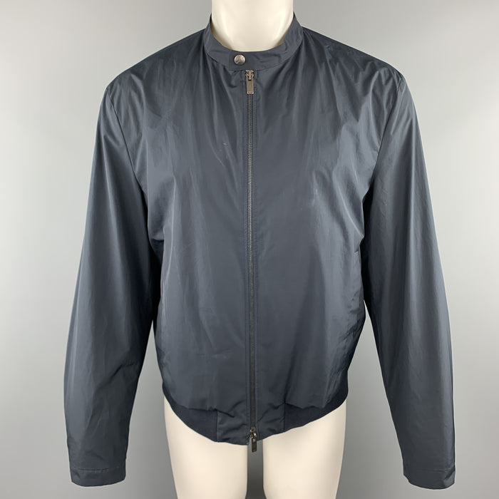 JIL SANDER Size 40 Navy Windbreaker Zip Up Tab Collar Jacket