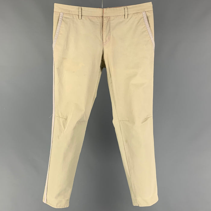 GUCCI Size 30 Khaki Cotton Flat Front Casual Pants