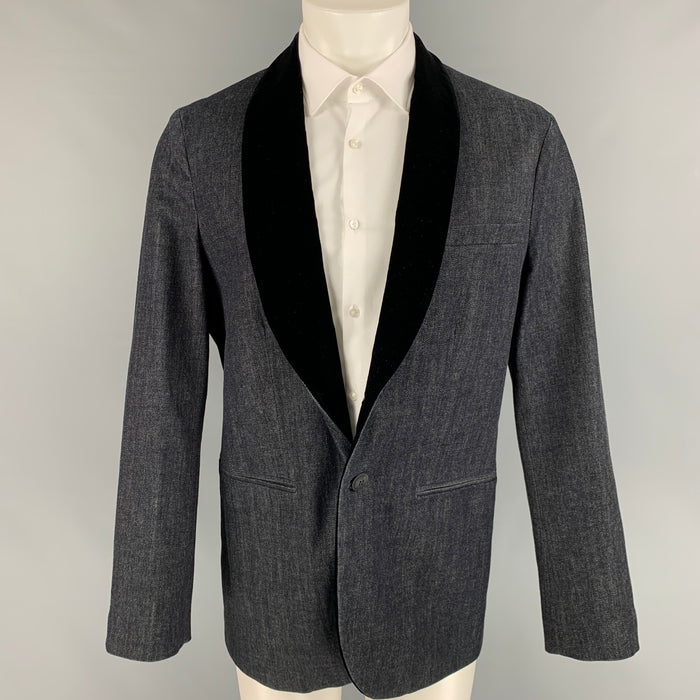 GIORGIO ARMANI Size 44 Indigo Mixed Materials Cotton Cashmere Sport Coat