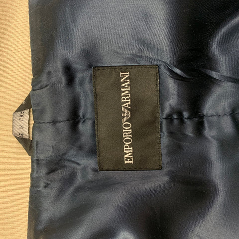 EMPORIO ARMANI Size 42 Khaki & Navy Cotton Blend Zip Up Jacket