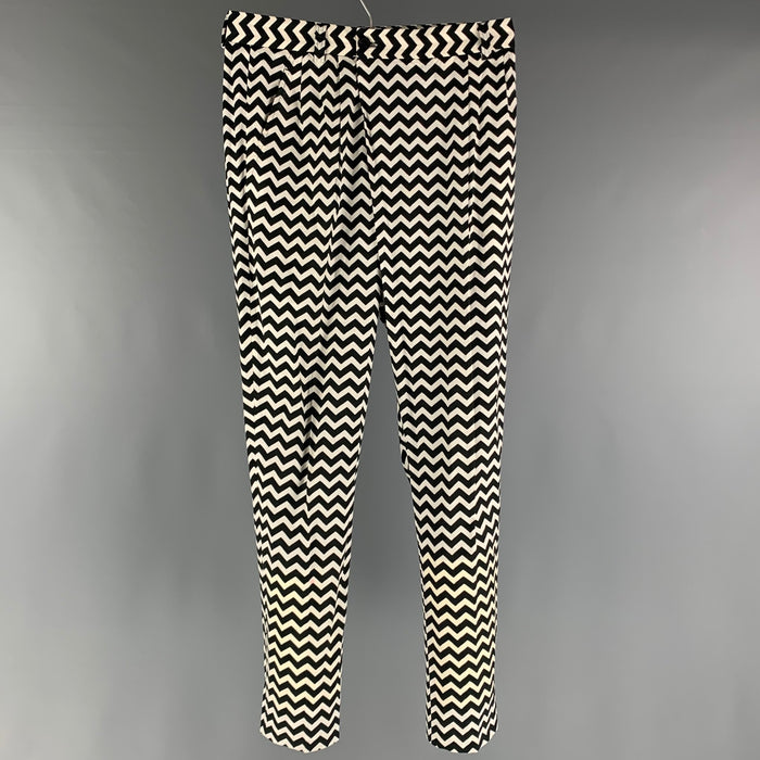 GIORGIO ARMANI Size 32 Black White Chevron Cotton Elastane Casual Pants