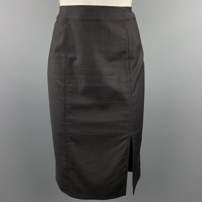 CHRISTIAN DIOR BOUTIQUE Size 6 Black Viscose Blend Pencil Skirt
