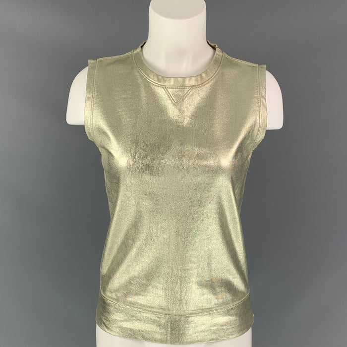GIAMBATTISTA VALLI Size XS Gold Cotton Metallic Tank Casual Top