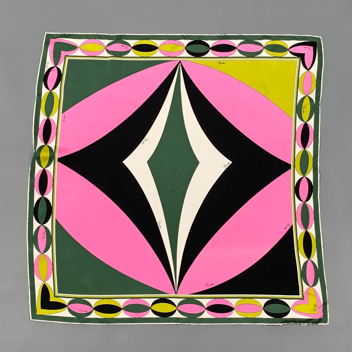EMILIO PUCCI Multi-Color Abstract Print Silk Scarf