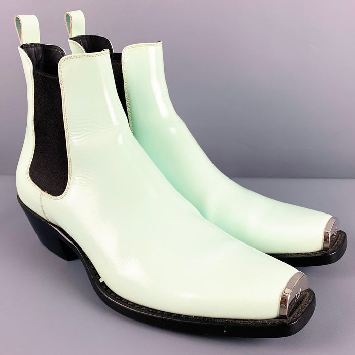 CALVIN KLEIN 205W39NYC Size 12 Green Leather Pull On Boots