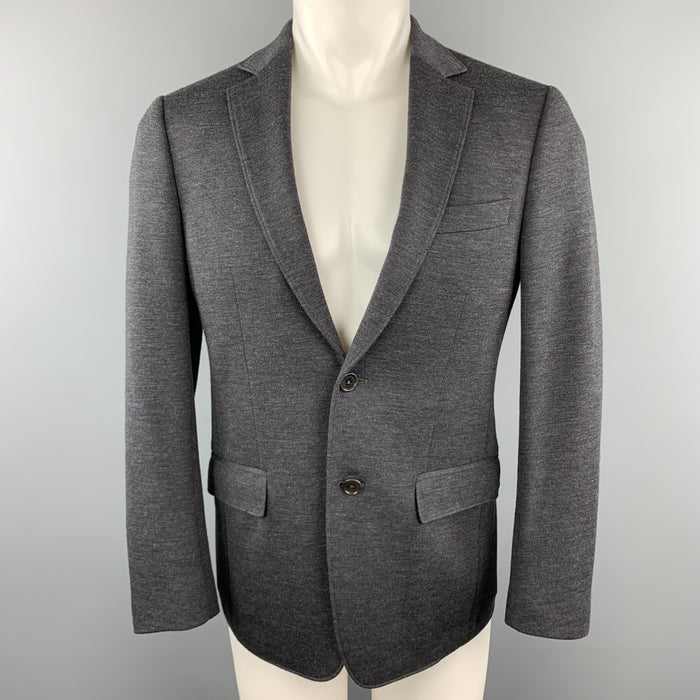 SALVATORE FERRAGAMO Size 36 Charcoal Wool Blend Notch Lapel Pockets Sport Coat Jacket