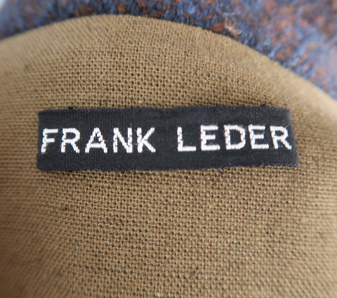 FRANK LEDER Size M Navy & Brown Heather Wool Notch Lapel Oversized Coat