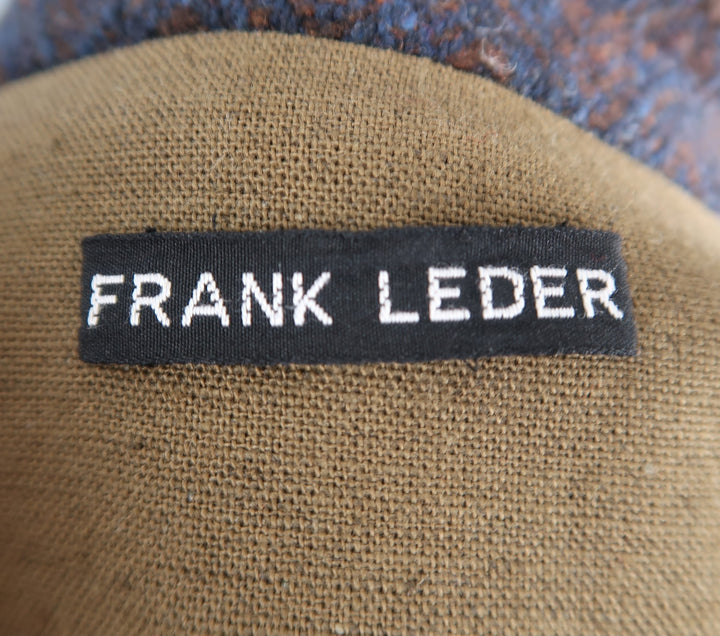 FRANK LEDER Size M Navy & Brown Heather Wool Notch Lapel Oversized Coat