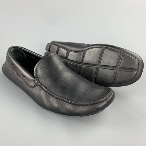 PRADA Size 8.5 Black Leather Drivers Loafers