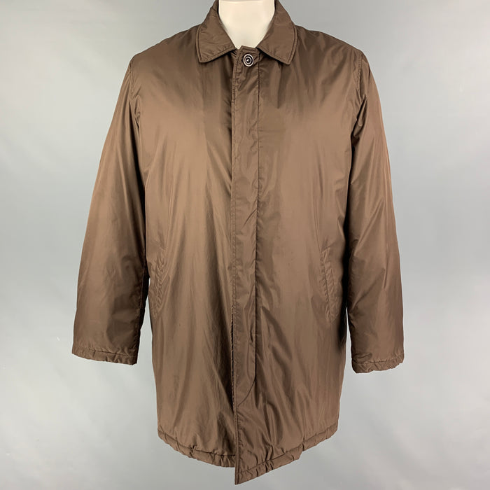 ETRO Size XL Brown Polyester Cotton Hidden Placket Coat