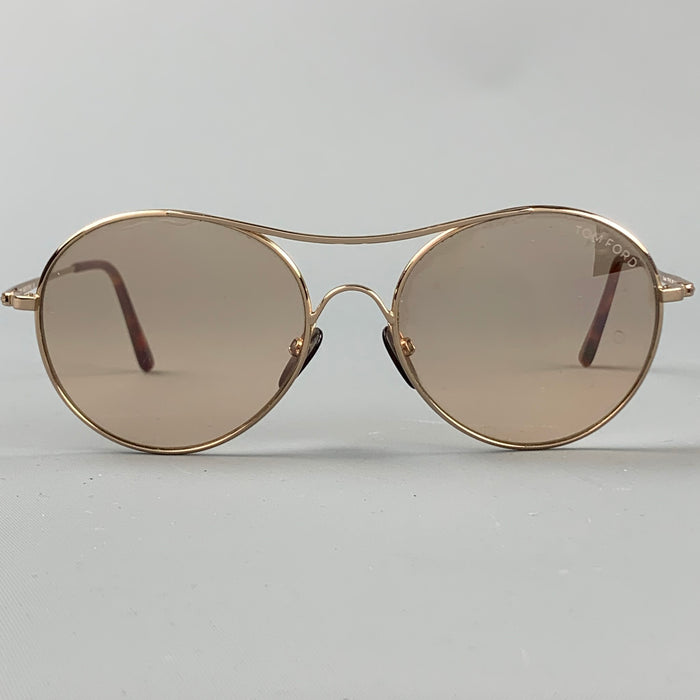 TOM FORD Gold Tone Metal Round Sunglasses