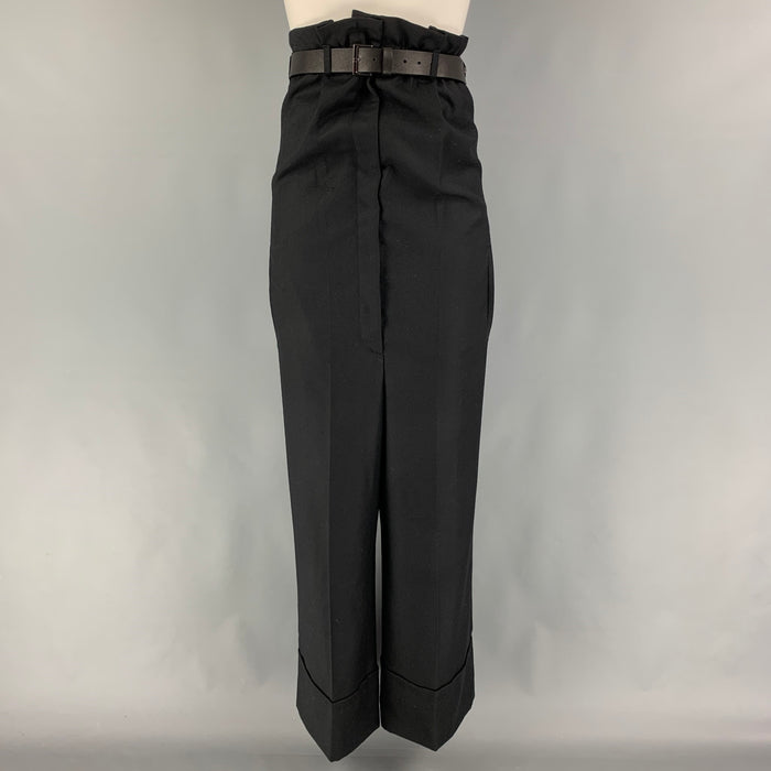 VIKTOR & ROLF Pantalón de vestir de talle alto de lana negro talla 2