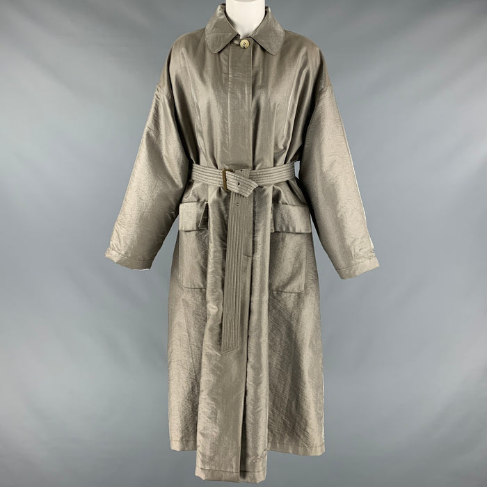 EMPORIO ARMANI Size XL Taupe Metallic Belted Coat