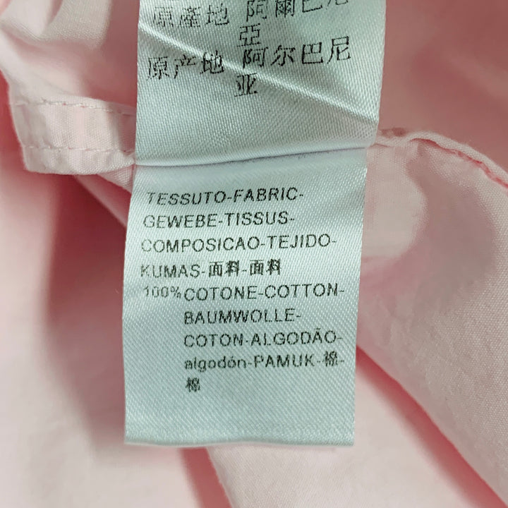 TAGLIATORE Size L Pink Cotton Tuxedo Long Sleeve Shirt