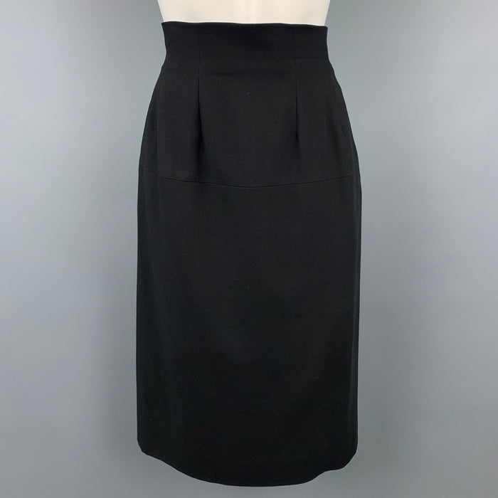 Vintage CELINE Size 6 Black Wool Pencil Skirt