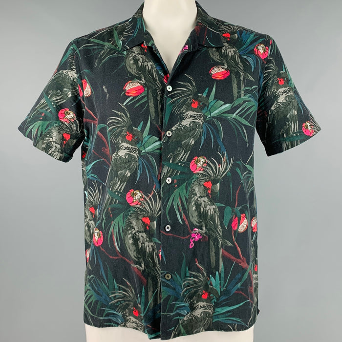 PS by PAUL SMITH Camisa de manga corta Camp con estampado multicolor talla XL negra