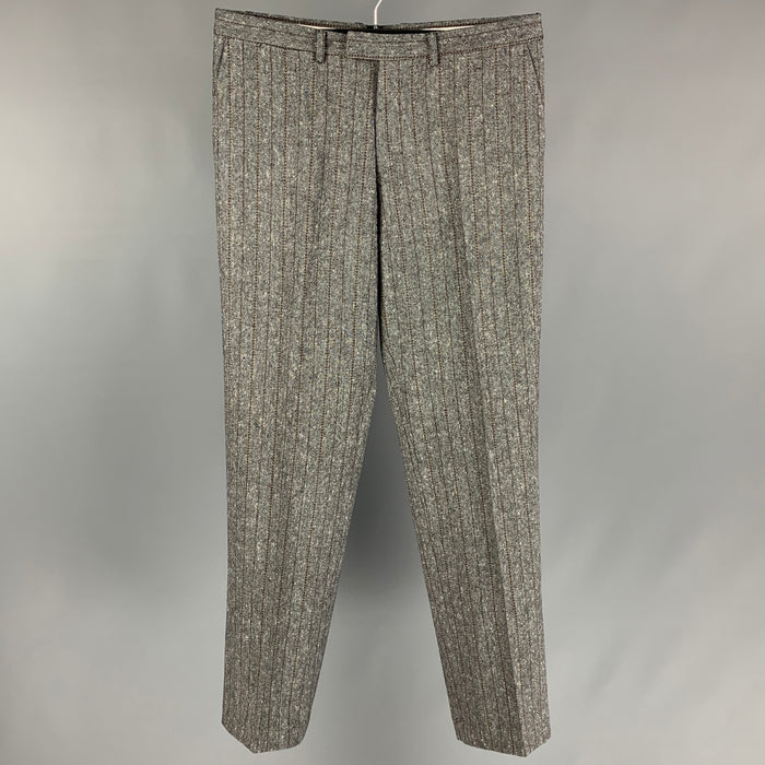 GUCCI Size 32 Black & Brown Herringbone Wide Leg Dress Pants