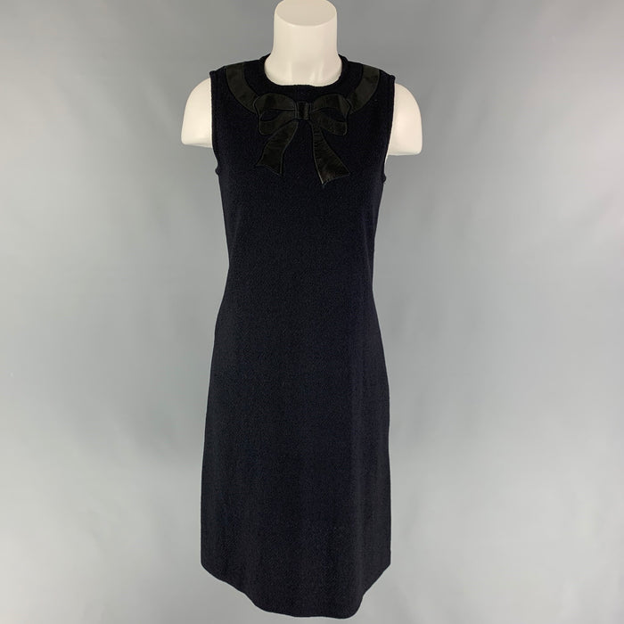 BRIONI Size M Black Knit Aplique Sleeveless Below Knee Dress