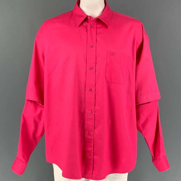 BALENCIAGA Size L Pink Cotton Oversized Long Sleeve Shirt