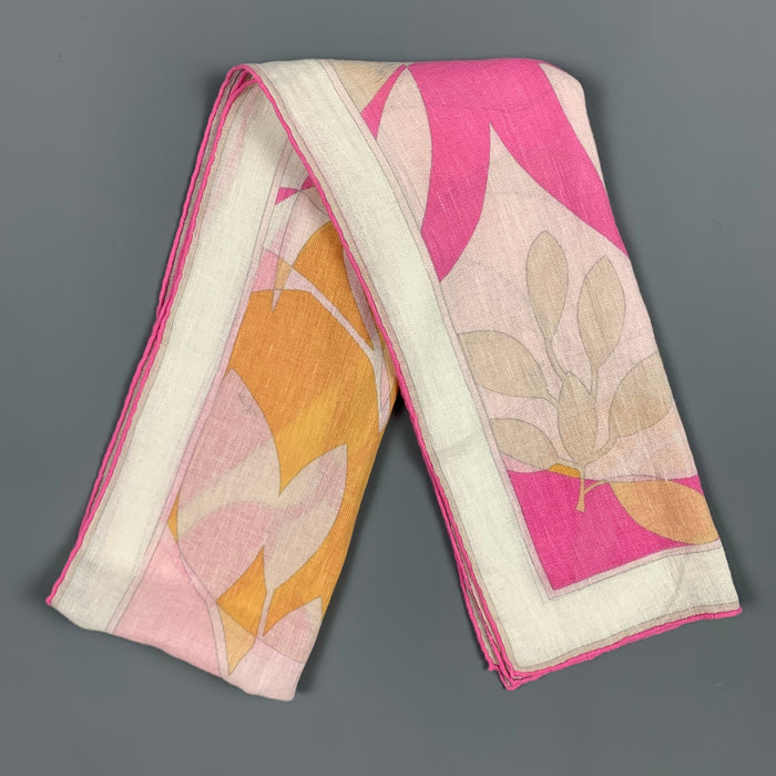 EMILIO PUCCI White & Fuchsia Abstract Scarf