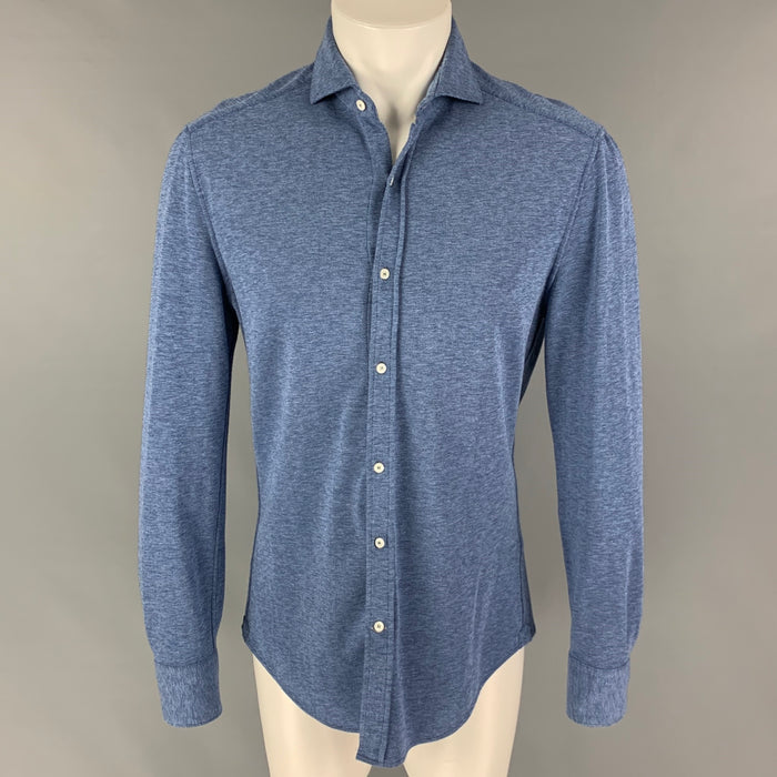 BRUNELLO CUCINELLI Talla S Camisa de manga larga con botones de algodón azul