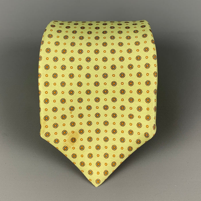 KITON Light Green Blue Dots Silk Tie