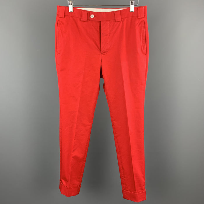 BLACK FLEECE Size 32 x 29 Red Cotton Blend Button Fly Casual Pants