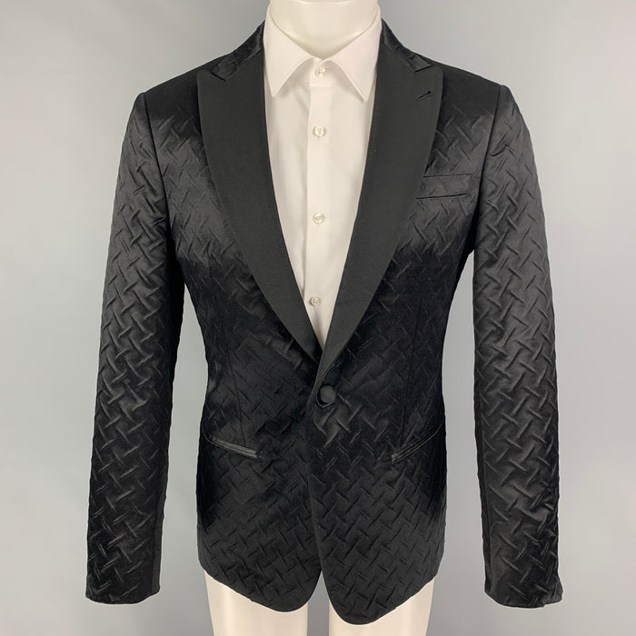 GIORGIO ARMANI Talla 38 Abrigo deportivo de mezcla de poliéster texturizado negro