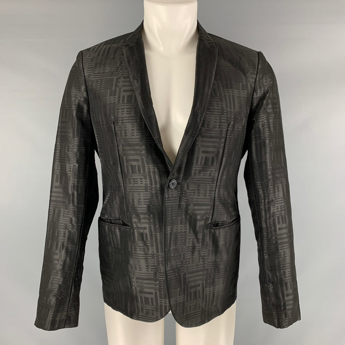 EMPORIO ARMANI Size 38 Black Wool Blend Peak Lapel Sport Coat