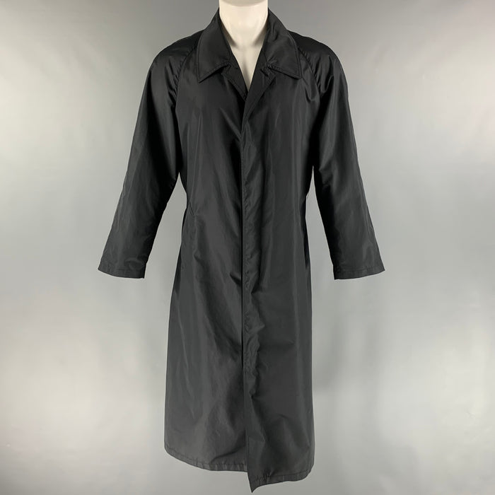 YVES SAINT LAURENT 'Rive Gauche' Size 40 Black Solid Polyester Coat
