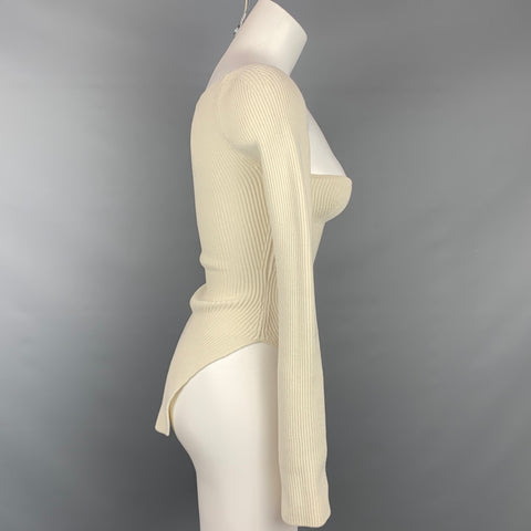 KHAITE Size XS Cream Stretch Viscose Blend Ribbed Maddy Dress Top