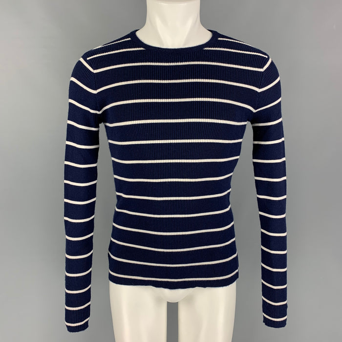 RALPH LAUREN Size S Navy White Stripe Crew-Neck Pullover