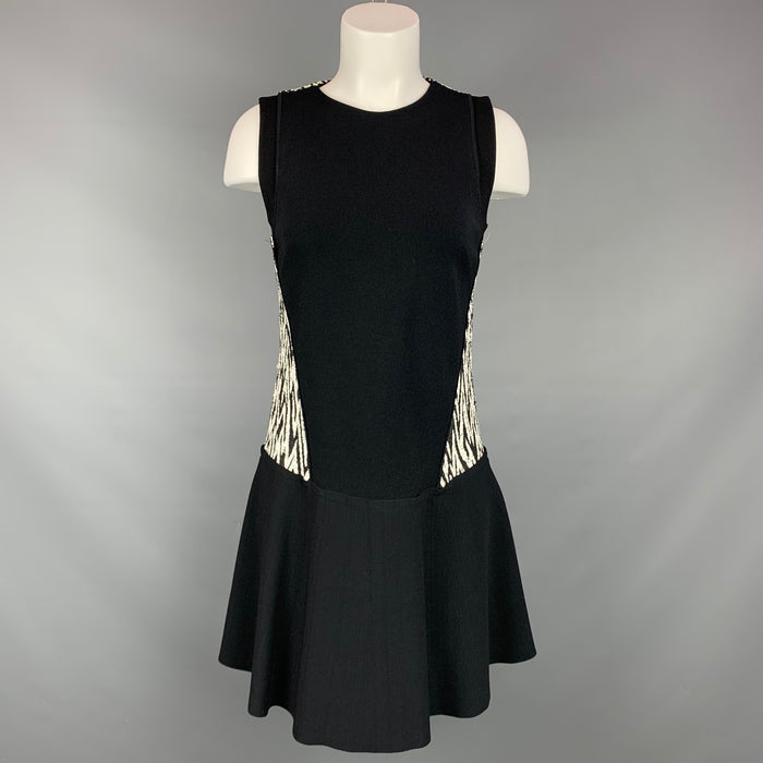 PROENZA SCHOULER Size 6 Black & White Acrylic Blend Sleeveless A-line Dress