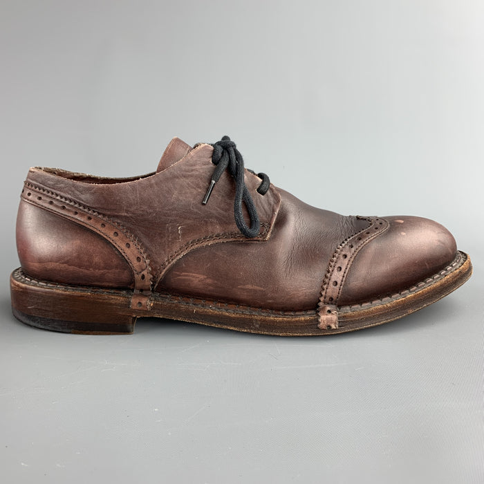 CoSTUME NATIONAL Size 9.5 Brown Antique Leather Lace Up Shoes