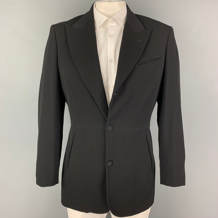 JEAN PAUL GAULTIER Size 42 Black Peak Lapel Sport Coat