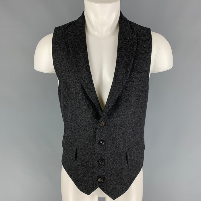 BRUNELLO CUCINELLI Size 40 Charcoal Heather Wool Side Tabs Vest
